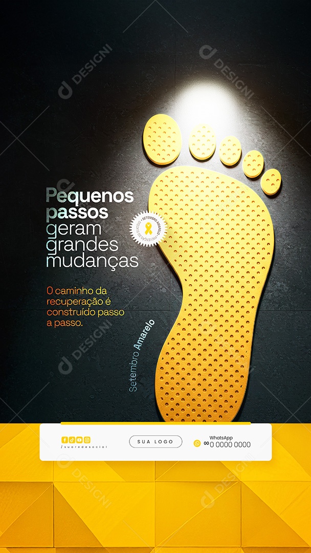Story Setembro Amarelo Pequenos Passos Geram Grandes Mudanças Social Media PSD Editável