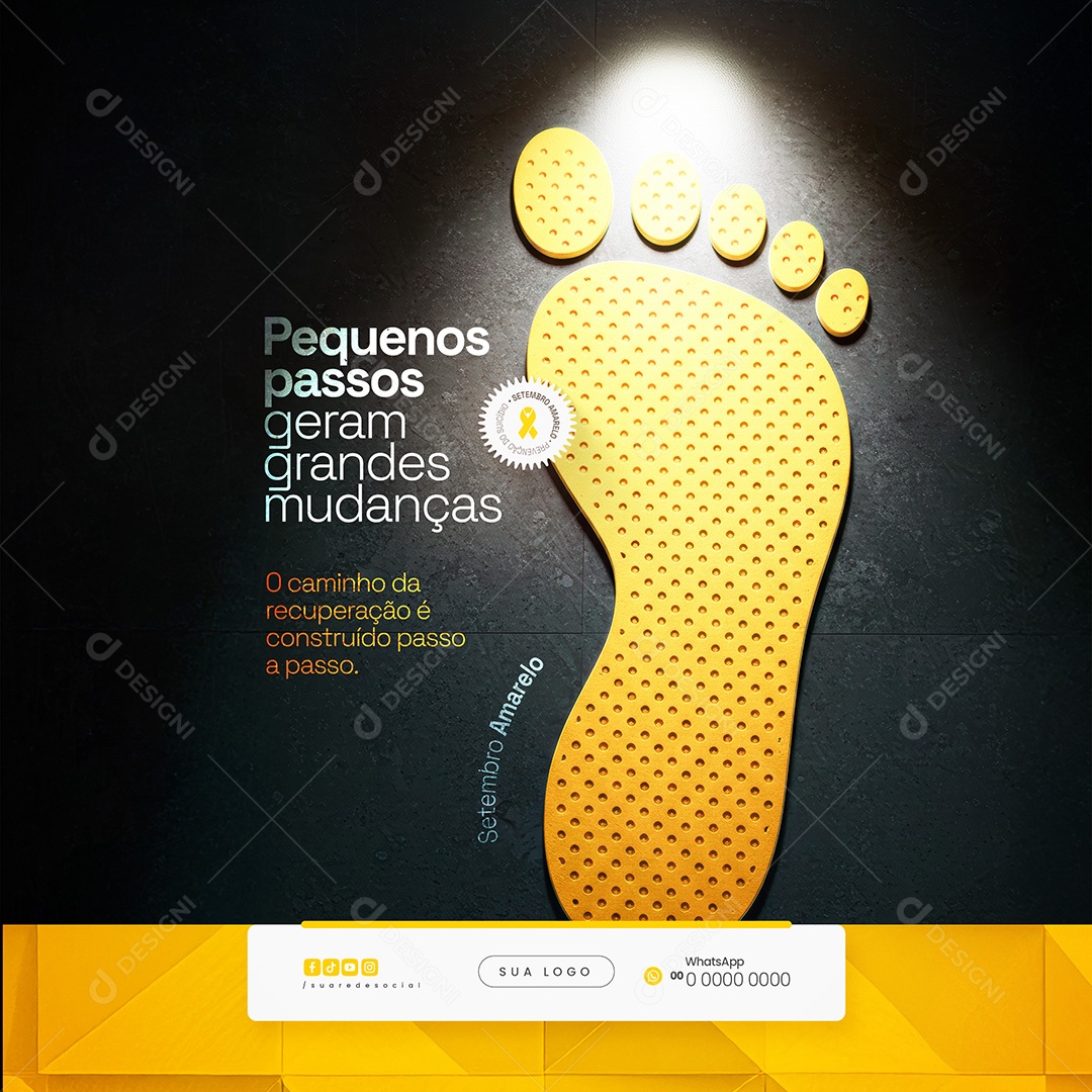 Setembro Amarelo Pequenos Passos Geram Grandes Mudanças Social Media PSD Editável