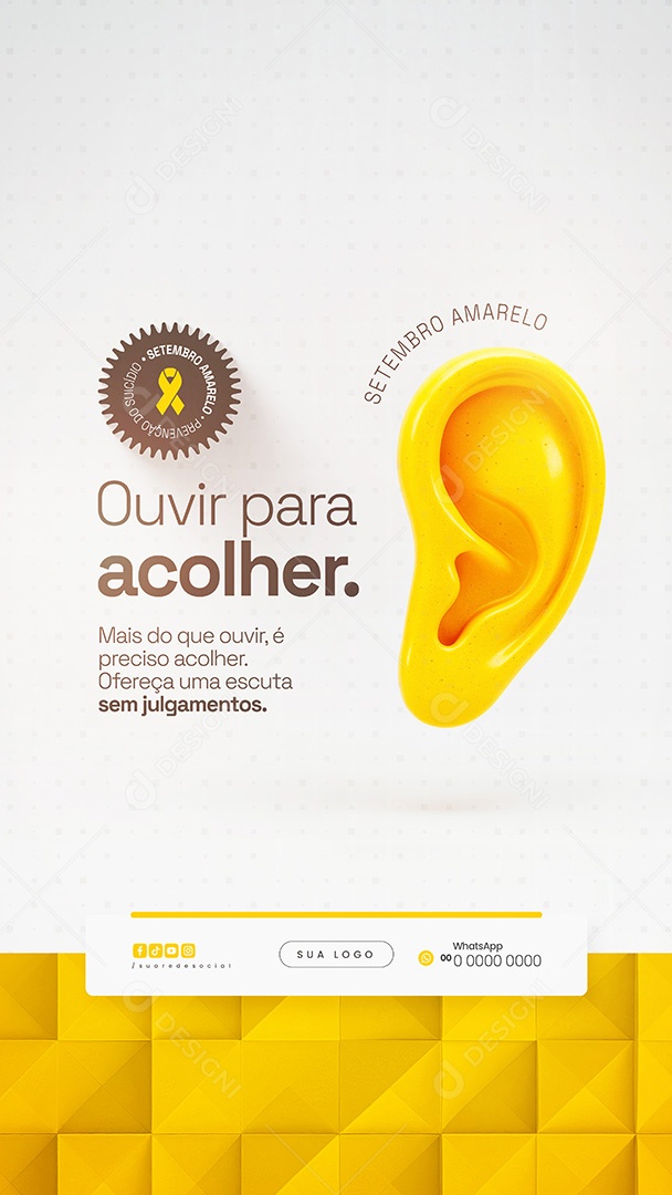 Story Setembro Amarelo Ouvir Para Acolher Social Media PSD Editável