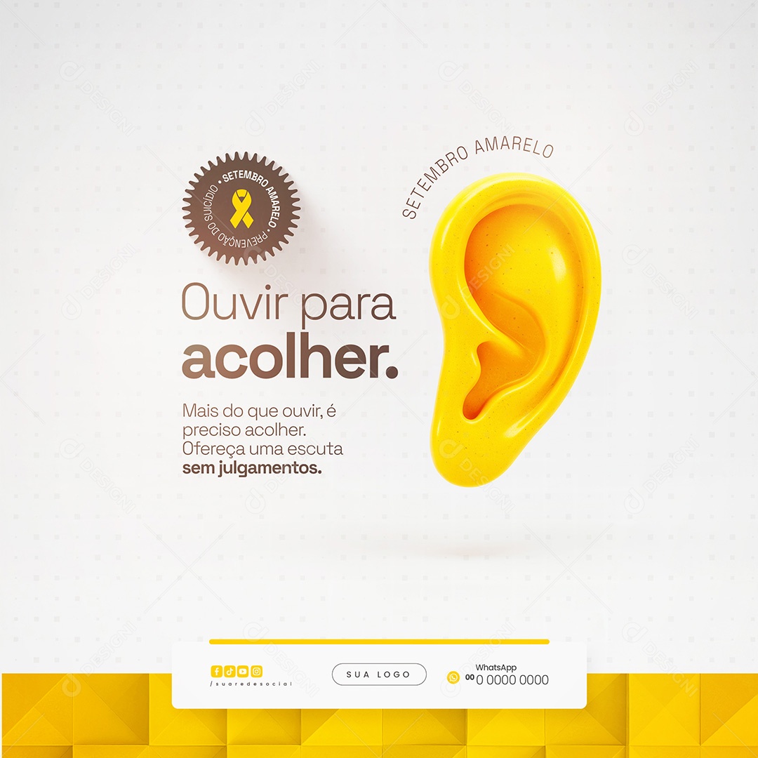 Setembro Amarelo Ouvir Para Acolher Social Media PSD Editável