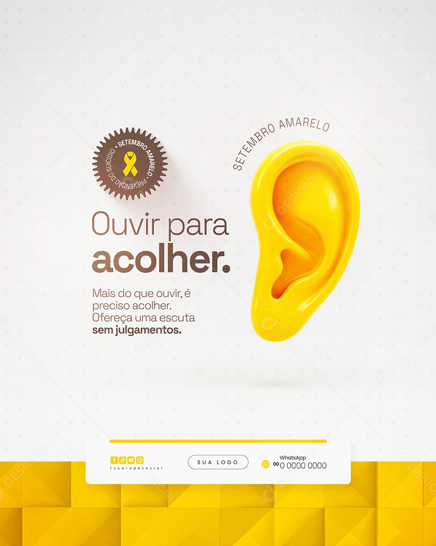 Setembro Amarelo Ouvir Para Acolher Social Media PSD Editável