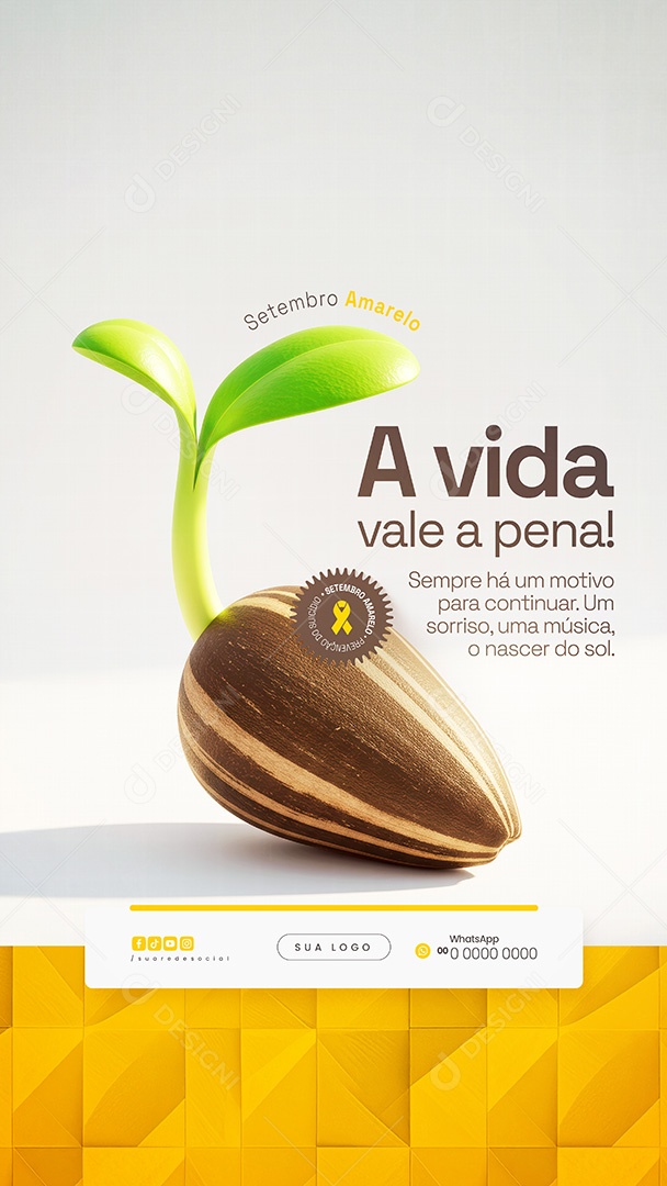 Setembro Amarelo A Vida Vale a Pena Social Media PSD Editável