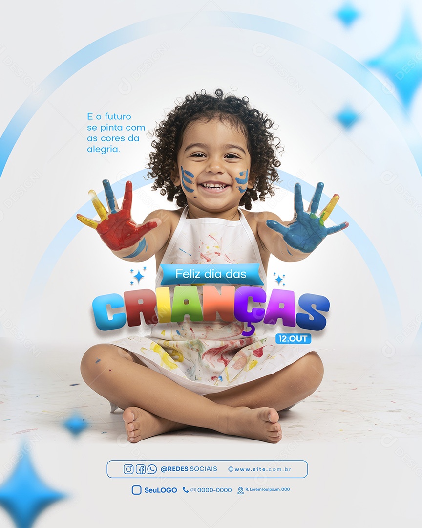 Feliz Dia das Crianças 12 de Outubro E o Futuro se Pinta com as Cores da Alegria Feed Social Media PSD Editável