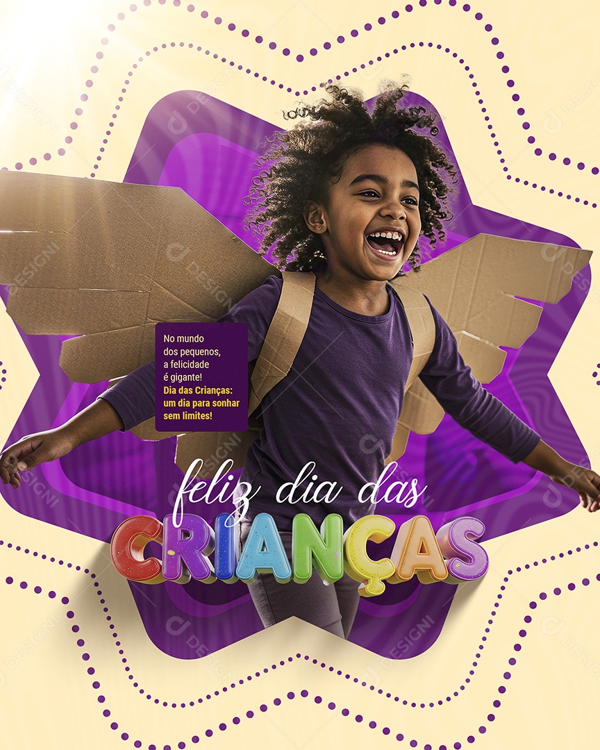 Feliz Dia das Crianças 12 de Outubro no Mundo dos Pequenos Feed Social Media PSD Editável