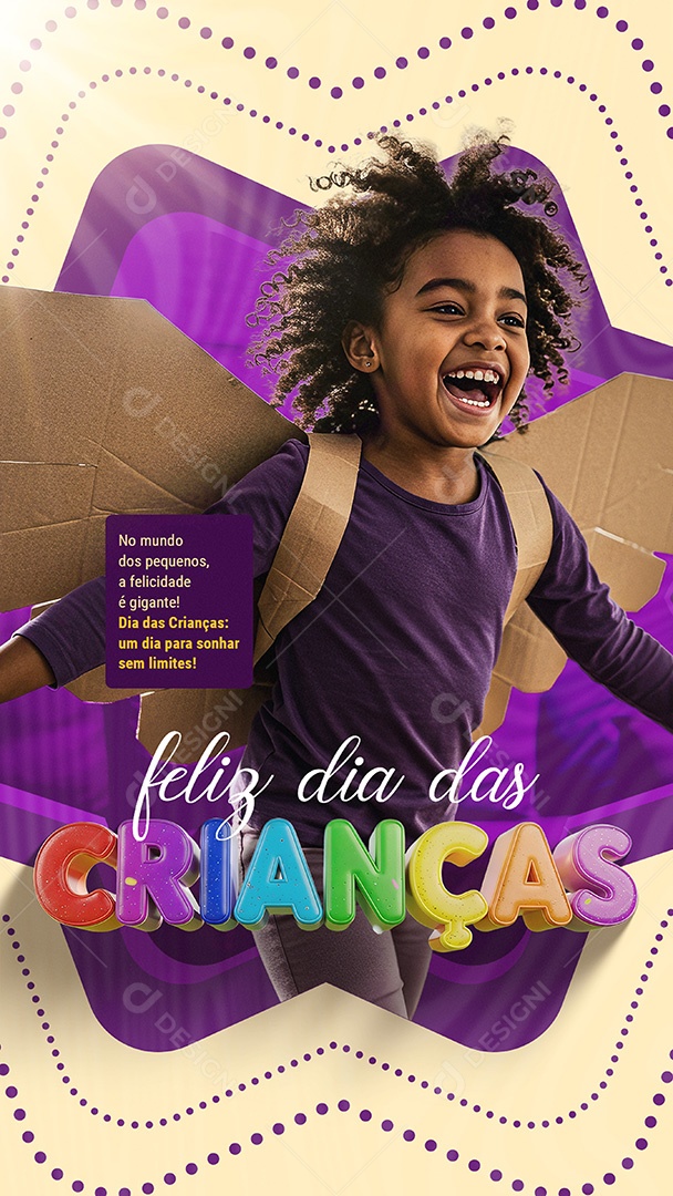 Feliz Dia das Crianças 12 de Outubro no Mundo dos Pequenos Story Social Media PSD Editável