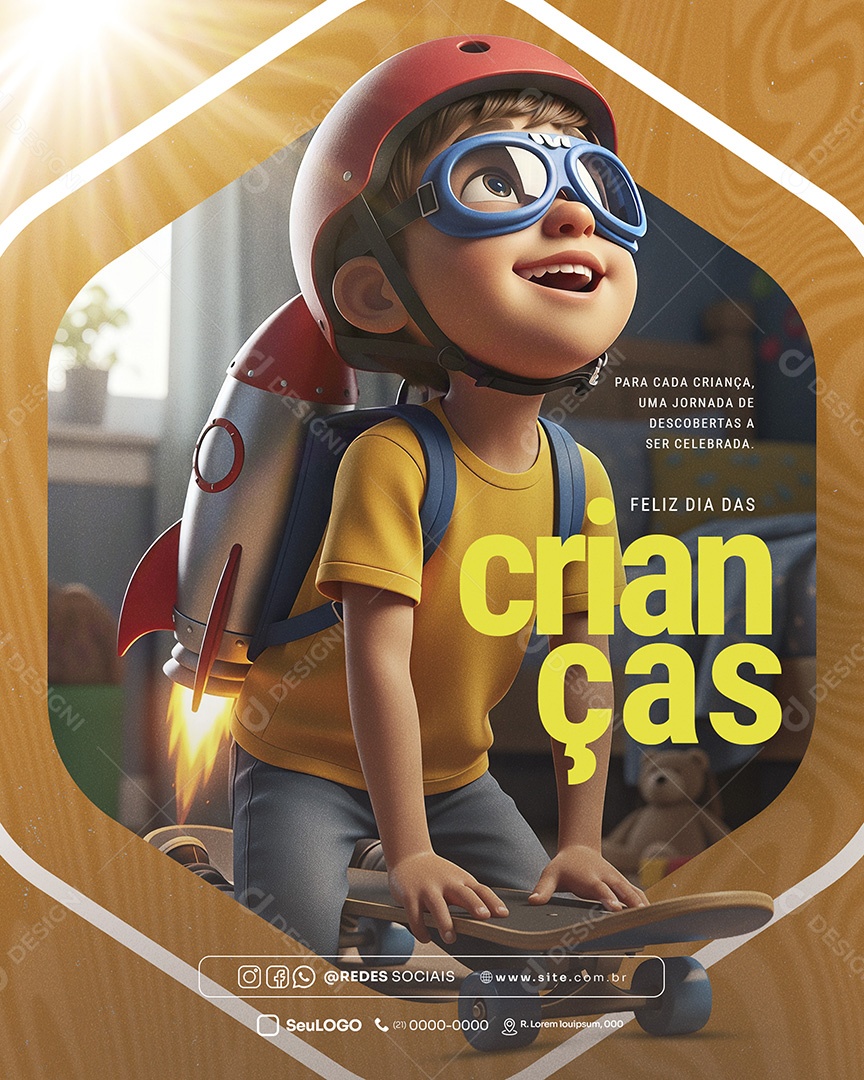 Feliz Dia das Crianças 12 de Outubro para Cada Criança Feed Social Media PSD Editável