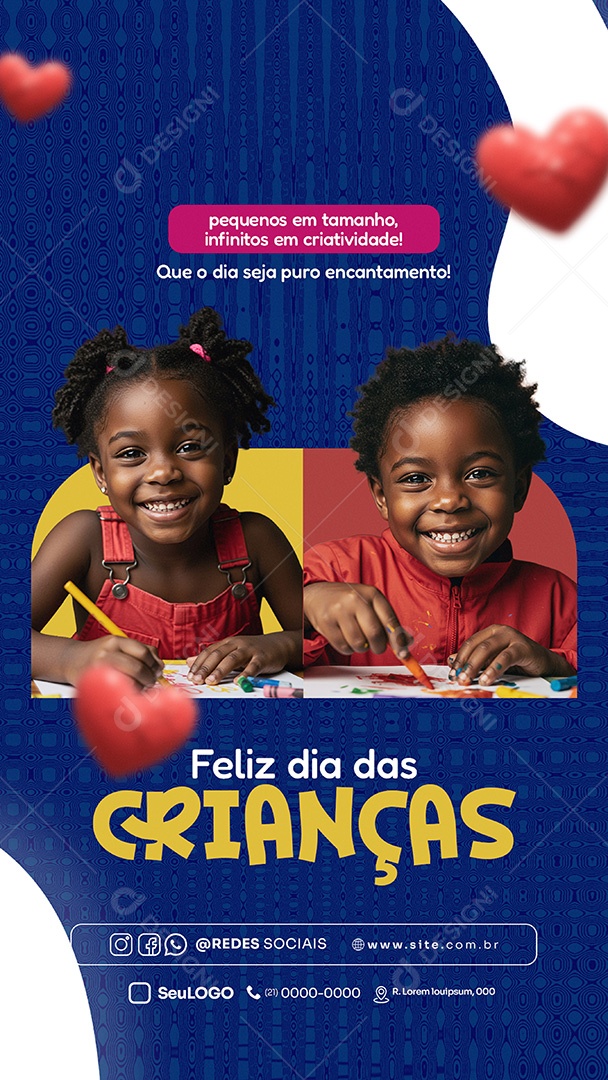 Feliz Dia das Crianças 12 de Outubro Que o dia Seja puro Encantamnento Story Social Media PSD Editável