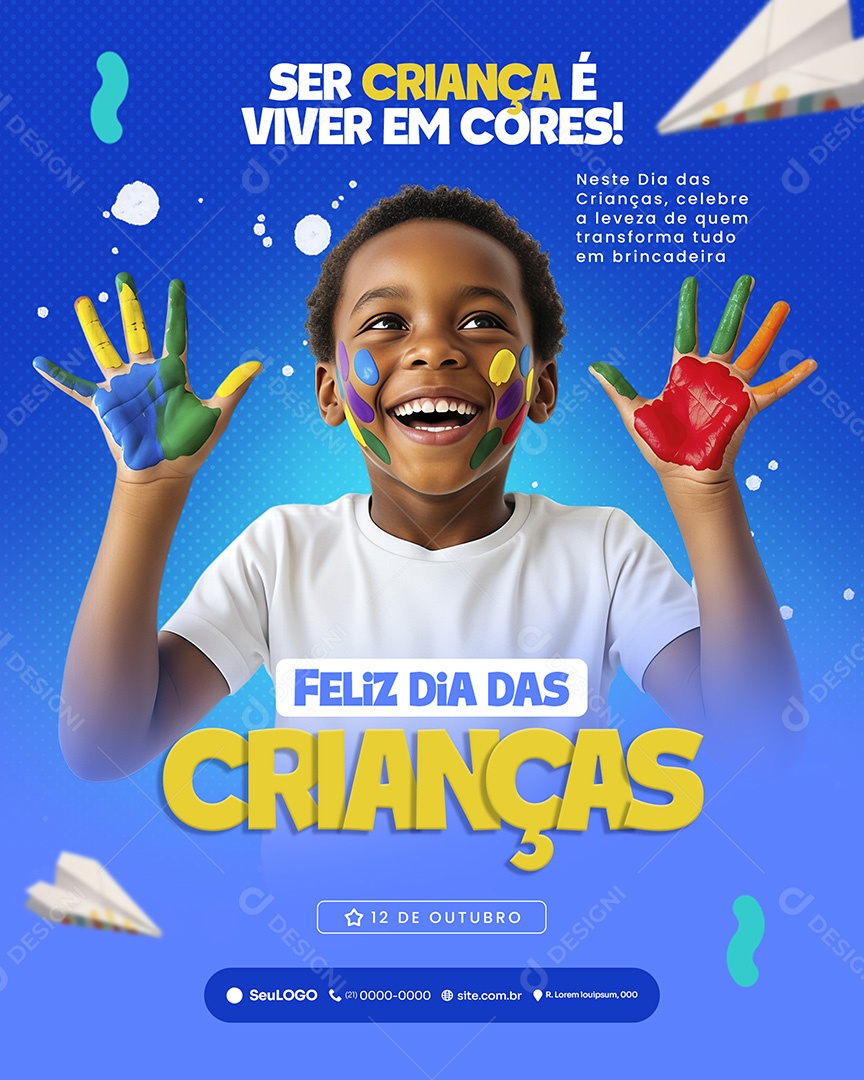 Feliz Dia das Crianças 12 de Outubro Ser Criança Feed Social Media PSD Editável