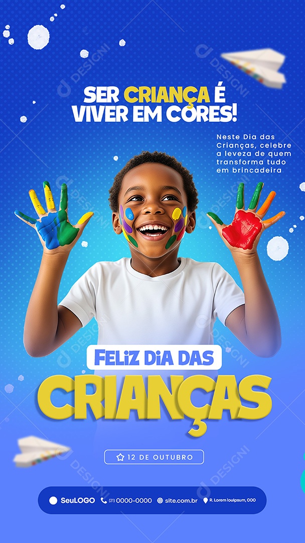 Feliz Dia das Crianças 12 de Outubro Ser Criança Story Social Media PSD Editável