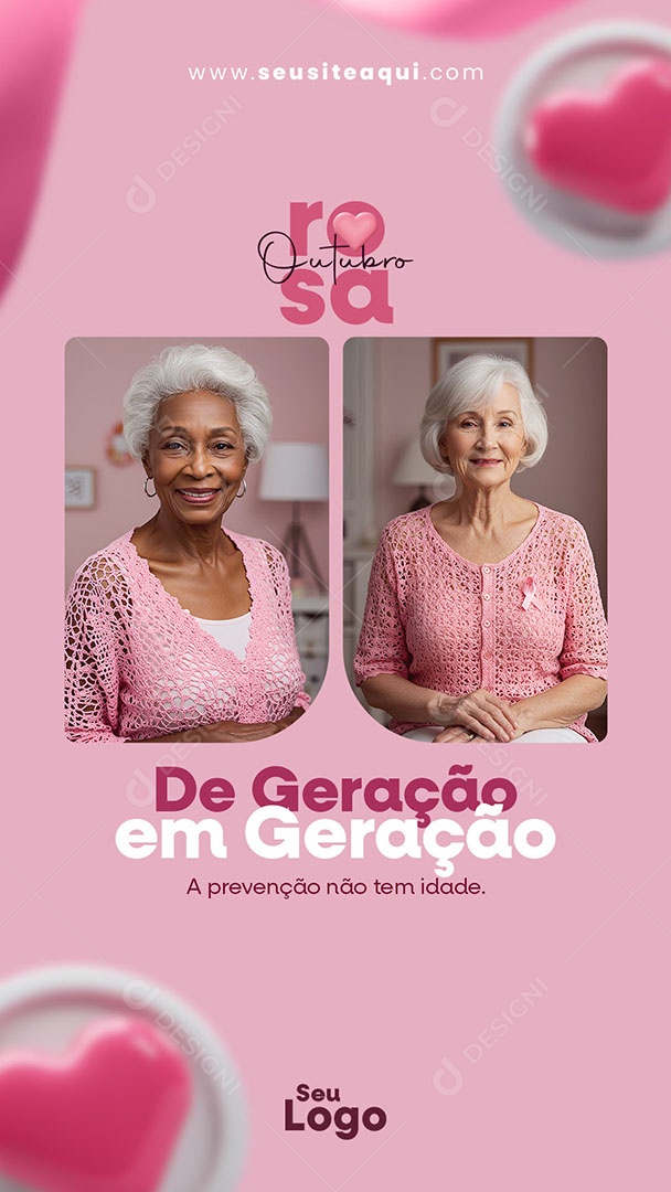 Story Outubro Rosa De Geração Em Geração Social Media PSD Editável