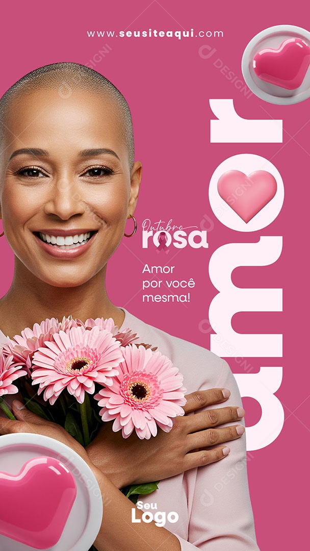 Story Outubro Rosa Amor Por Você Mesma Social Media PSD Editável