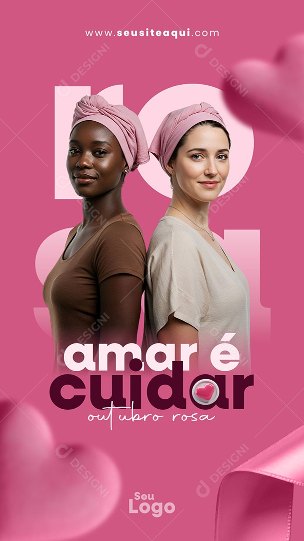 Story Outubro Rosa Amar é Cuidar Social Media PSD Editável