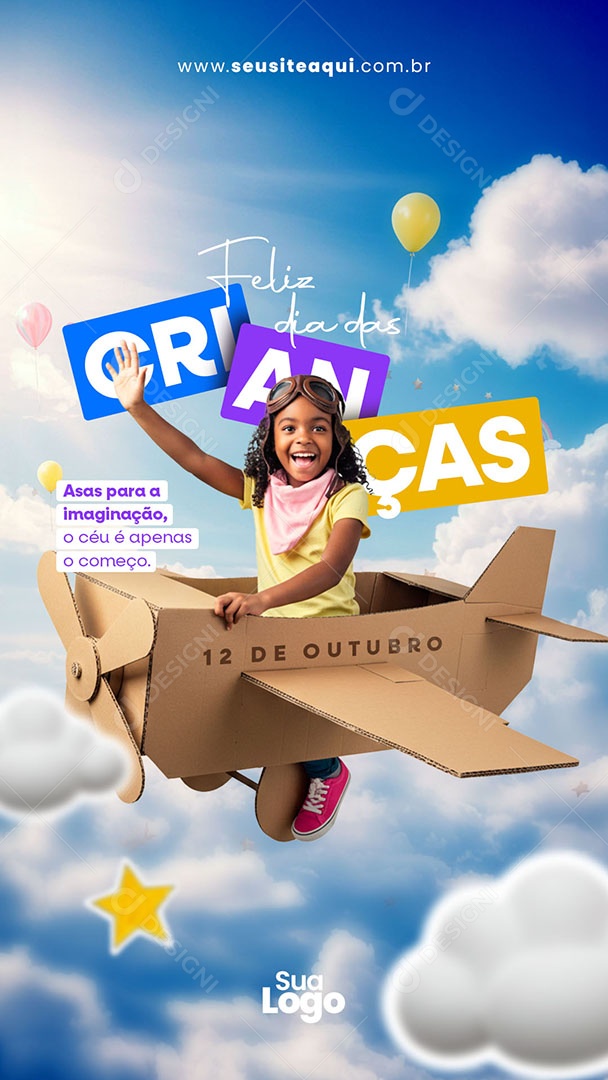 Story Feliz Dia das Crianças 12 de Outubro Social Media PSD Editável