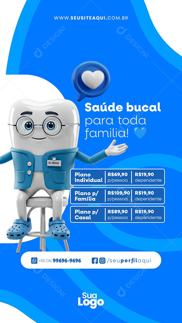 Story Saúde Bucal Para Toda Familia Social Media PSD Editável