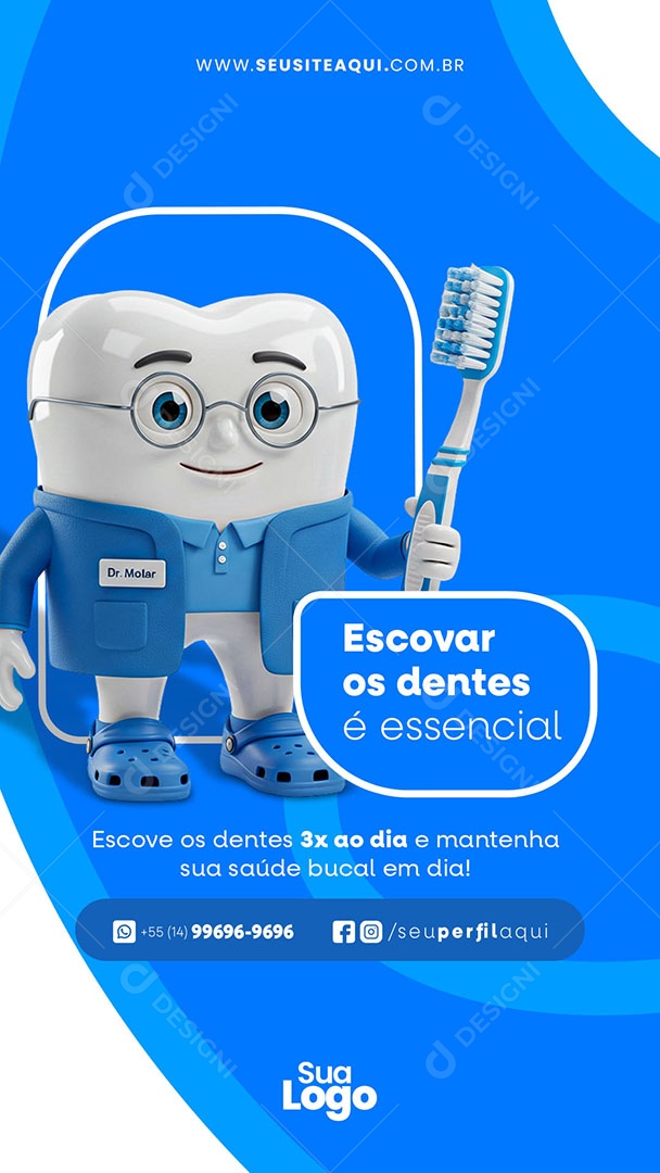 Story Saúde Bucal Escovar Os Dentes é Essencial Social Media PSD Editável