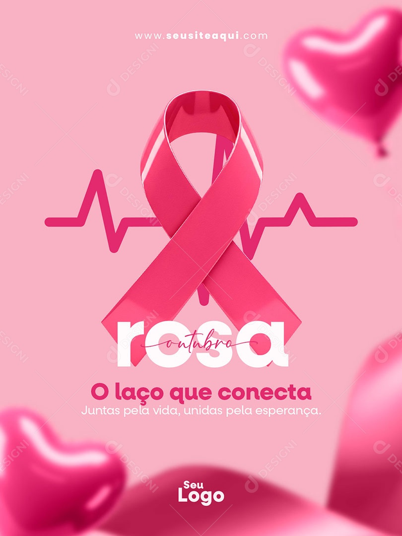 Outubro Rosa O Laço Que Conecta Social Media PSD Editável