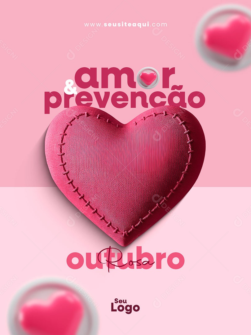 Outubro Rosa Amor Prevenção Social Media PSD Editável