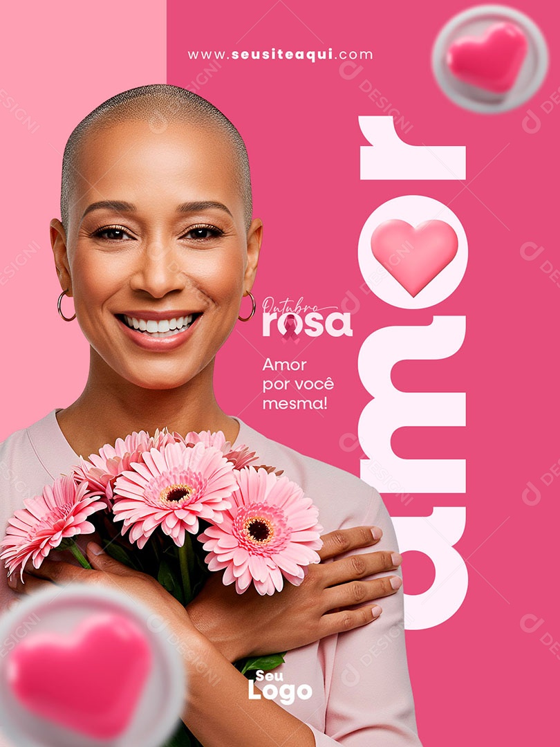 Outubro Rosa Amor Por Você Mesma Social Media PSD Editável