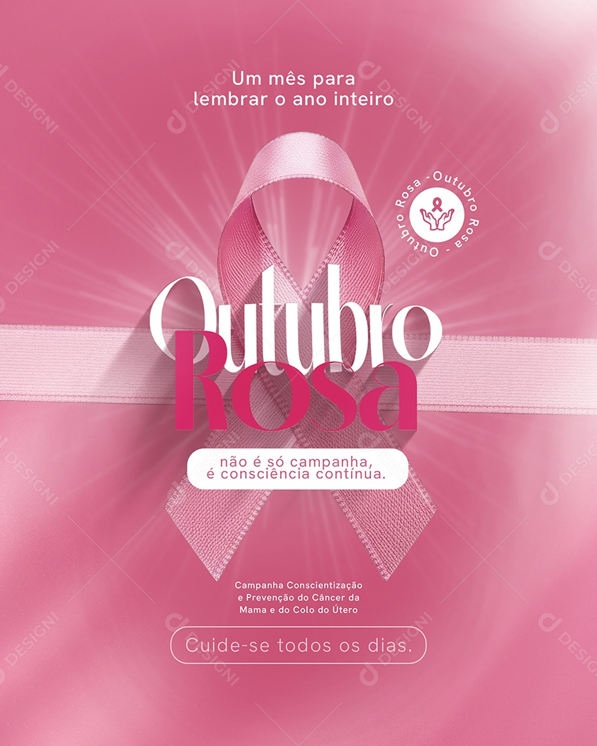 Outubro Rosa Campanha de Consciencialização Prevenção do Câncer de Mama Cuide-se Todos os Dias Social Media PSD Editável