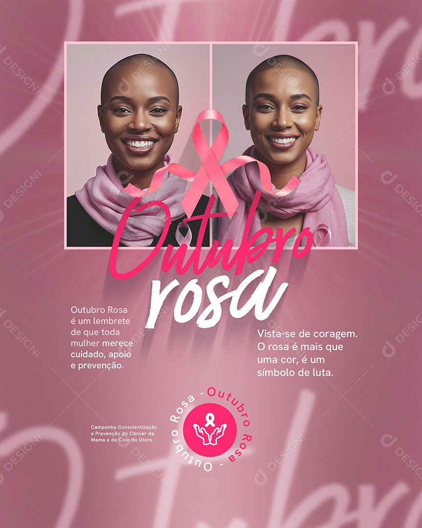 Outubro Rosa Campanha de Consciencialização Prevenção do Câncer de Mama Vista-se de Coragem Social Media PSD Editável