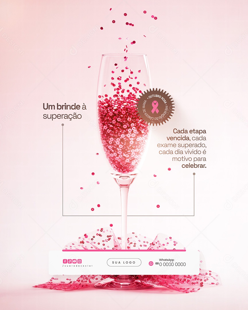 Outubro Rosa Um Brinde á Superação Social Media PSD Editável