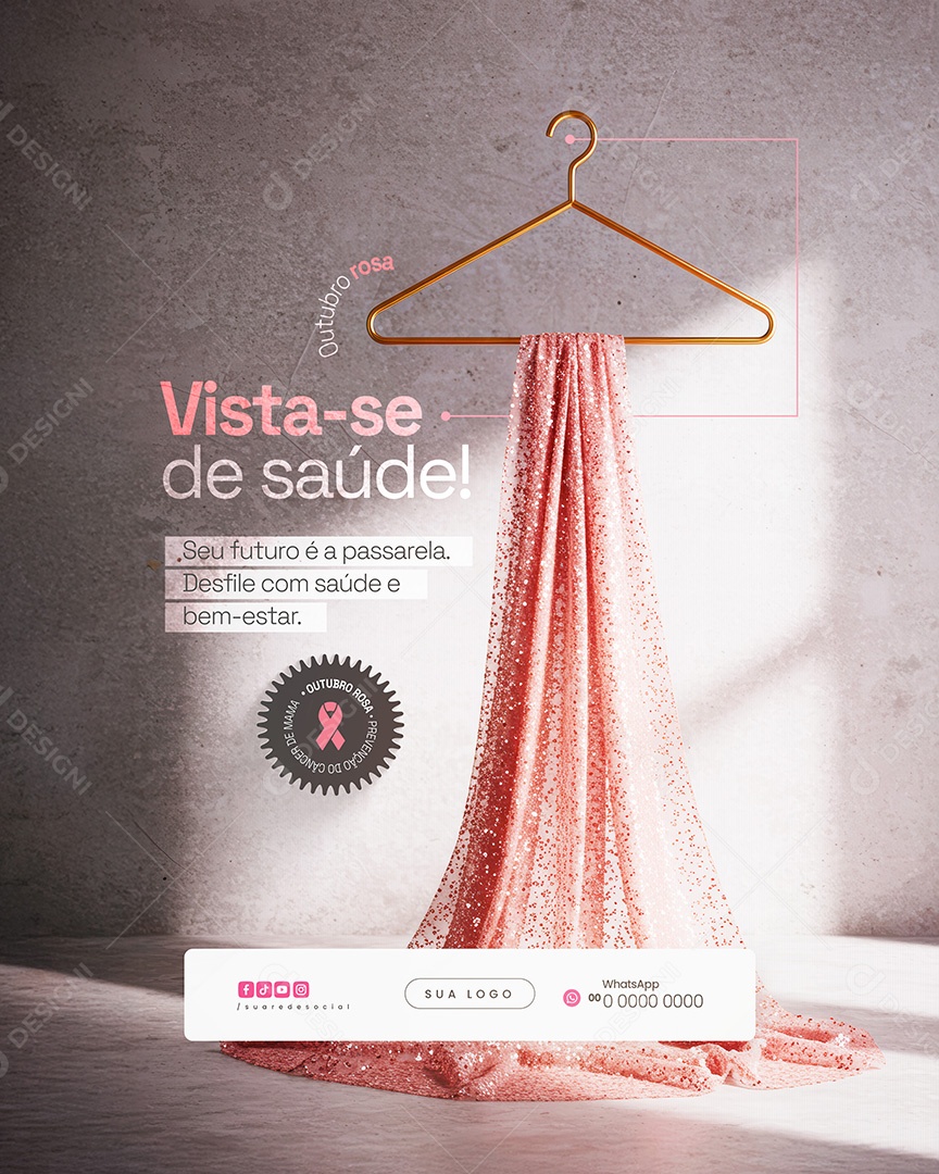 Outubro Rosa Vista se de Saúde Social Media PSD Editável