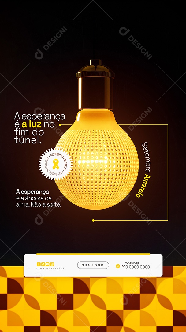 Story Setembro Amarelo A Esperança é a Luz no Fim do Túnel Social Media PSD Editável