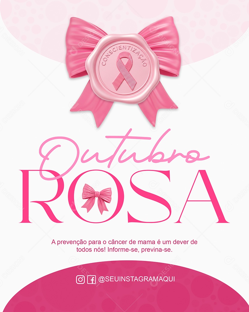 Outubro Rosa Campanha de Consciencialização Prevenção do Câncer de Mama Social Media PSD Editável