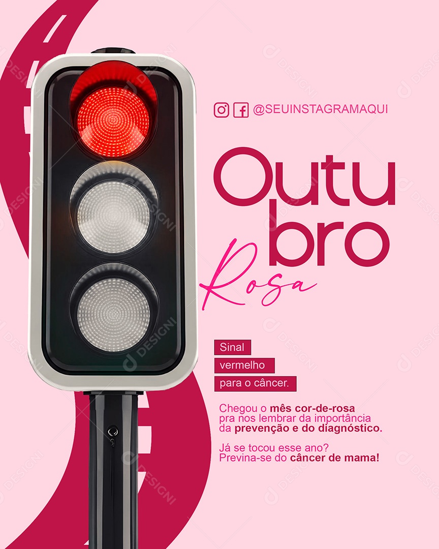 Outubro Rosa Campanha de Consciencialização Prevenção do Câncer de Mama Social Media PSD Editável