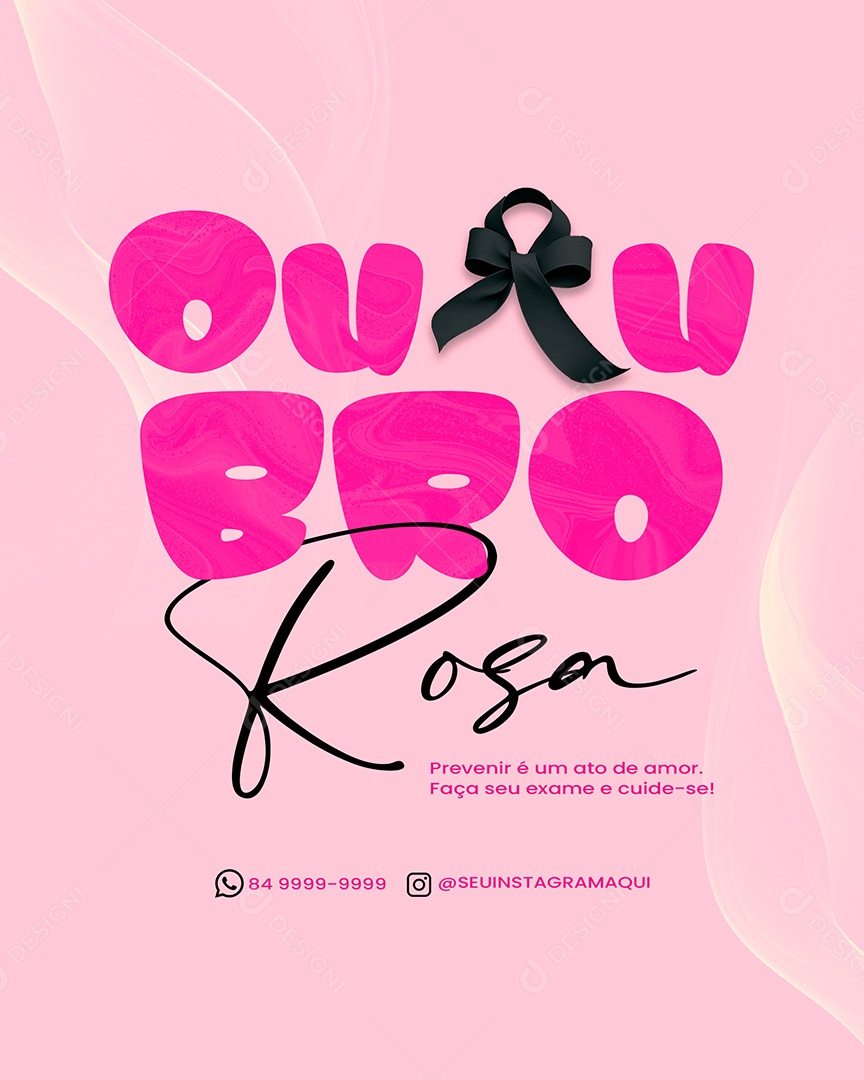 Outubro Rosa Campanha de Consciencialização Prevenção do Câncer de Mama Social Media PSD Editável
