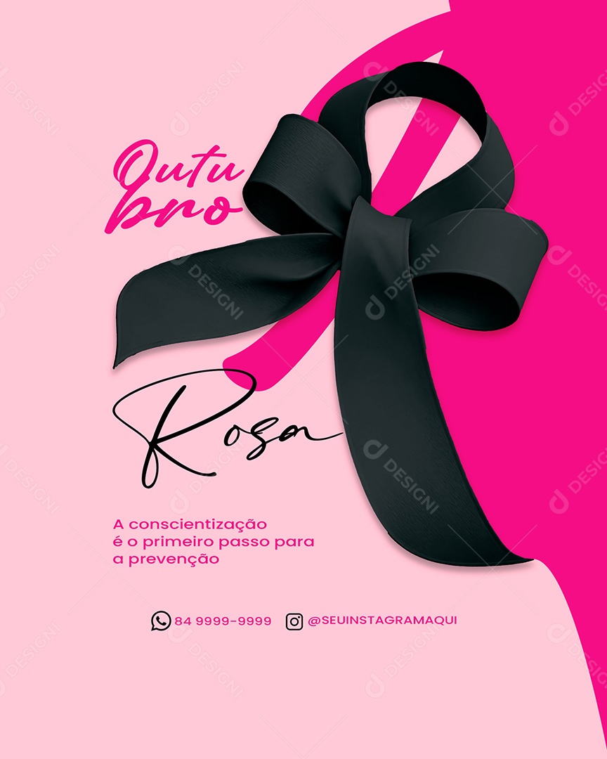 Outubro Rosa Campanha de Consciencialização Prevenção do Câncer de Mama Social Media PSD Editável