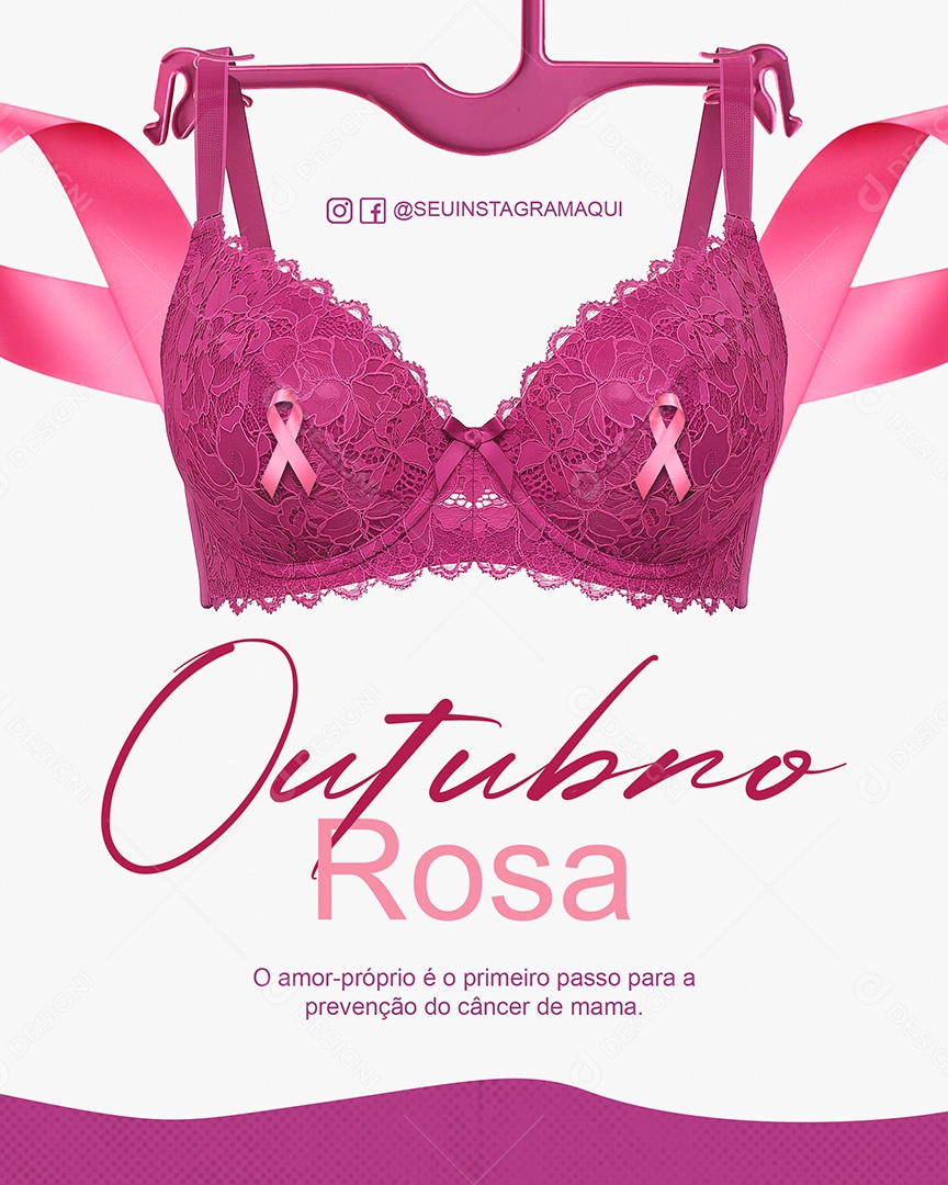 Outubro Rosa Campanha de Consciencialização Prevenção do Câncer de Mama Social Media PSD Editável