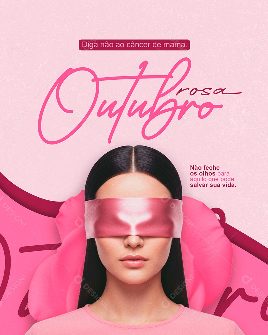 Outubro Rosa Campanha de Consciencialização Prevenção do Câncer de Mama Social Media PSD Editável