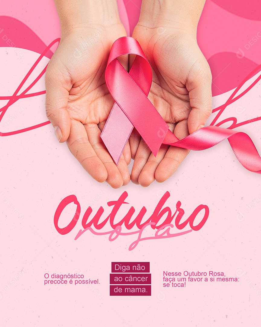 Outubro Rosa Campanha de Consciencialização Prevenção do Câncer de Mama Social Media PSD Editável