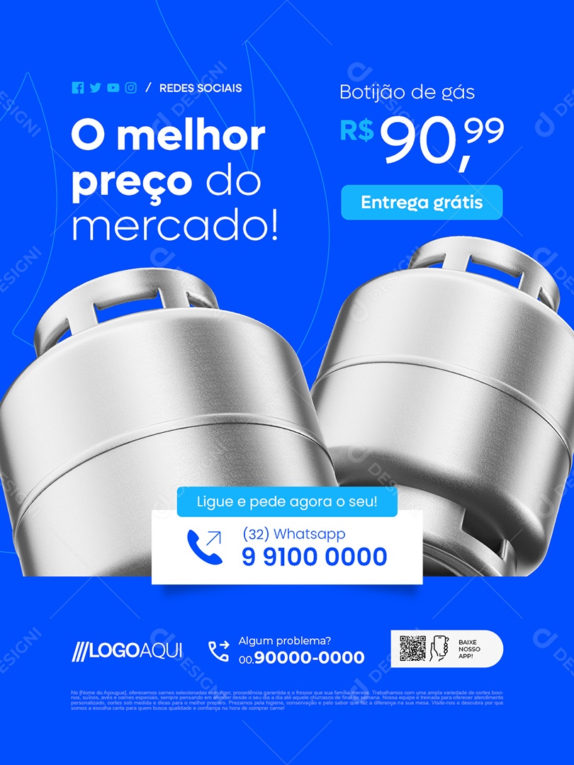 Distribuidora de Gás O Melhor Preço do Mercado Social Media PSD Editável