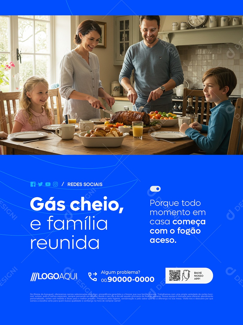 Distribuidora Gás Cheio e Família Reunida Social Media PSD Editável