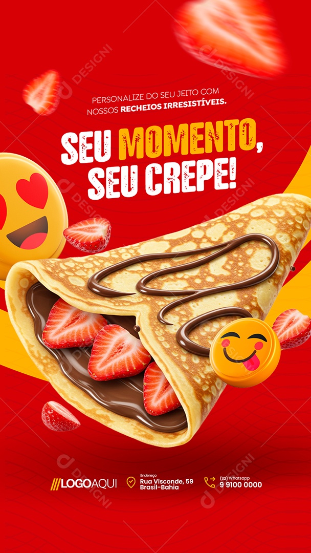 Story Creperia Seu Momento Seu Crepe Social Media PSD Editável