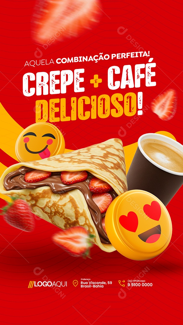 Story Creperia Aquela Combinação Perfeita Crepe Mais Café Social Media PSD Editável