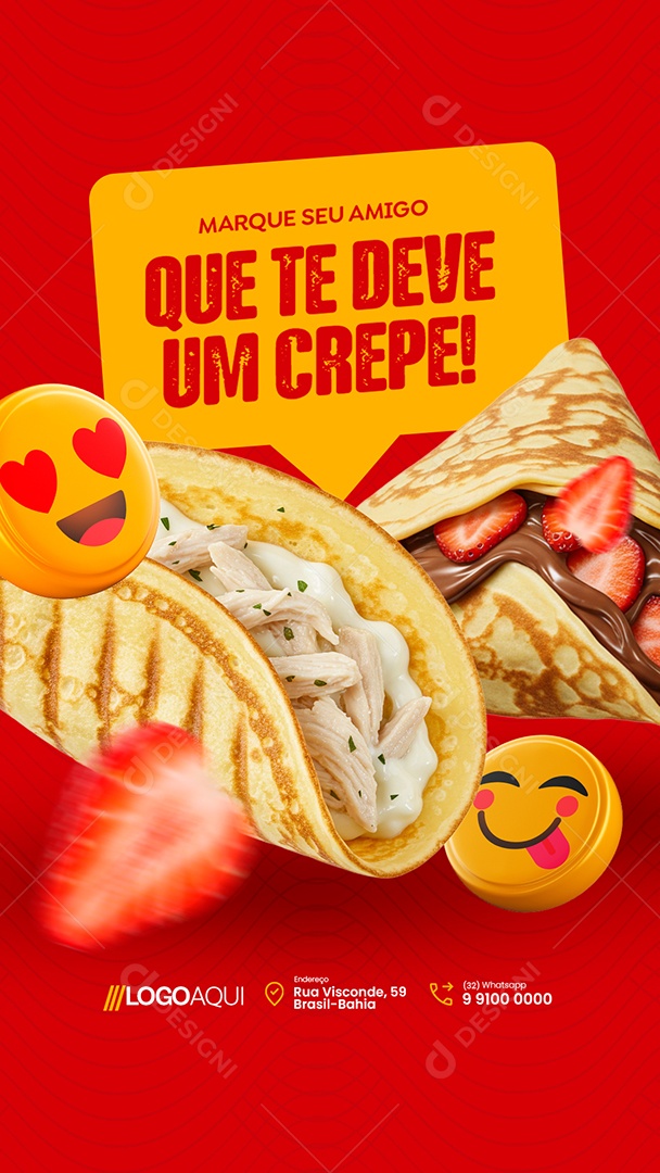 Story Creperia Marque Seu Amigo Que Te Deve Um Crepe Social Media PSD Editável