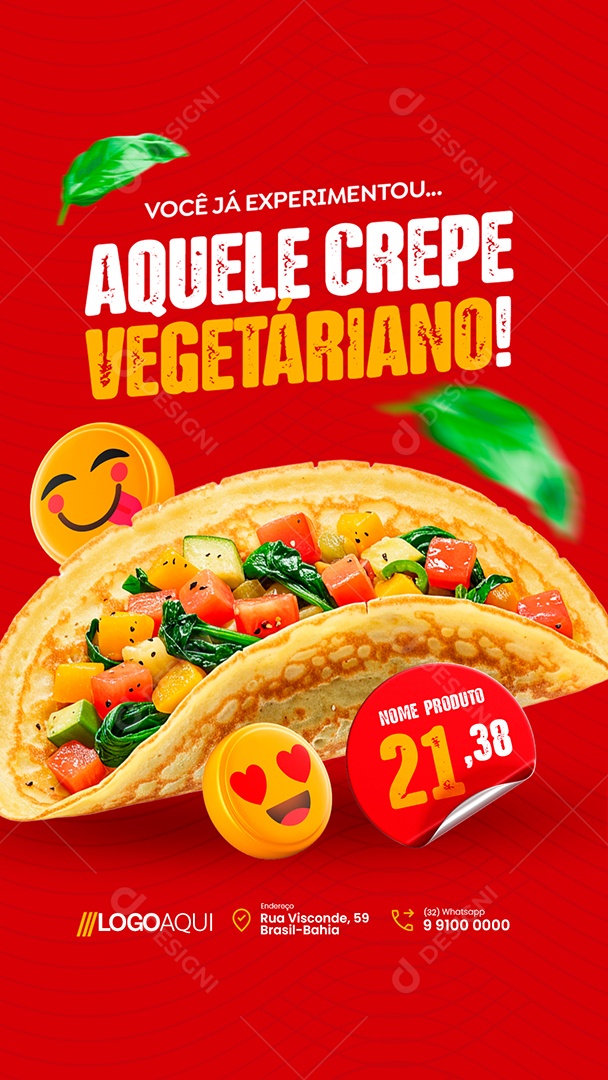 Story Creperia Você Já Experimentou Social Media PSD Editável