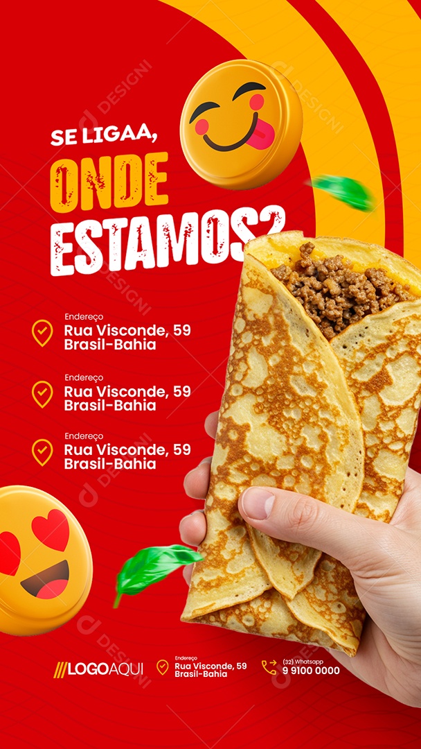 Story Creperia Se Liga Onde Estamos Social Media PSD Editável