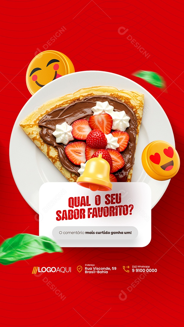 Story Creperia Qual o Seu Sabor Favorito Social Media PSD Editável