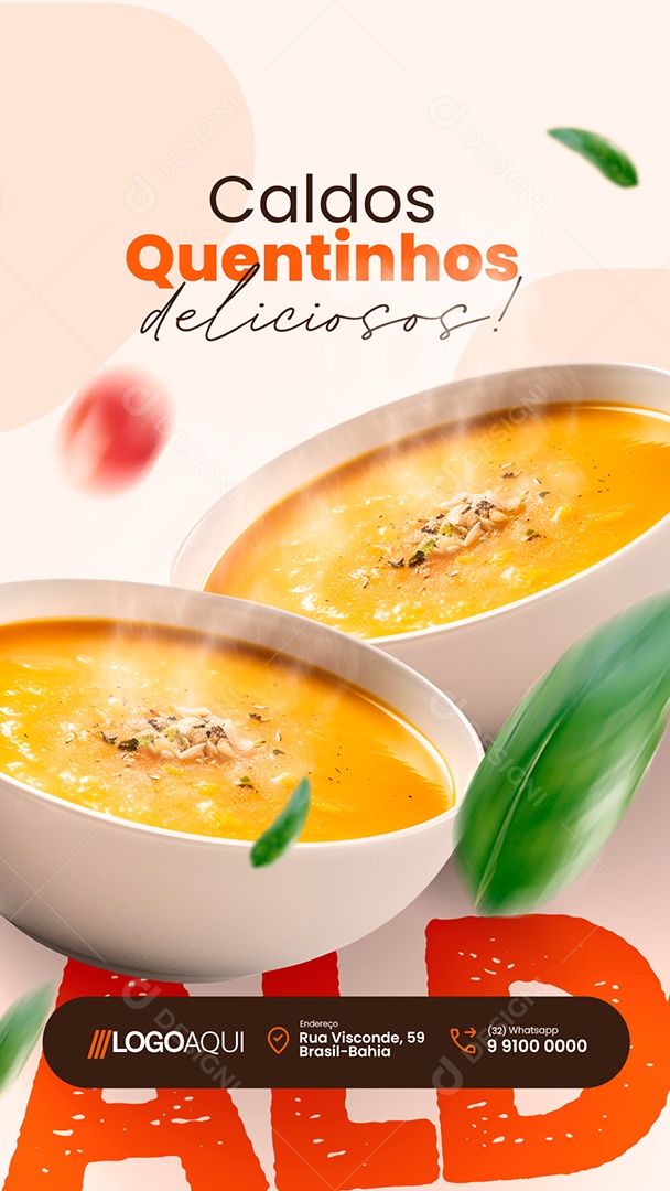 Story Caldos Quentinhos Deliciosos Social Media PSD Editável
