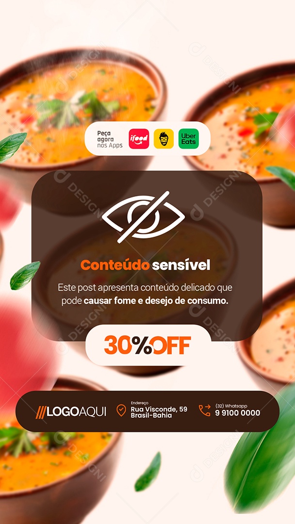 Story Caldos Conteúdo Sensível Social Media PSD Editável