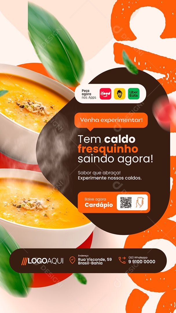 Story Caldos Venha Experimentar Social Media PSD Editável