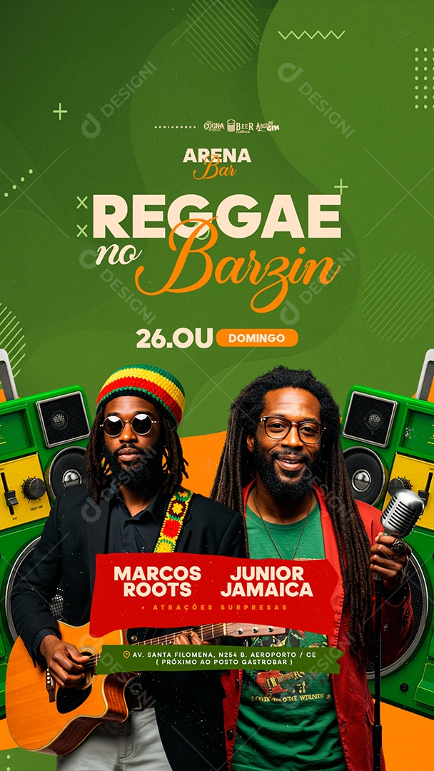Story Flyer Próximos Shows Reggae no Barzin Social Media PSD Editável