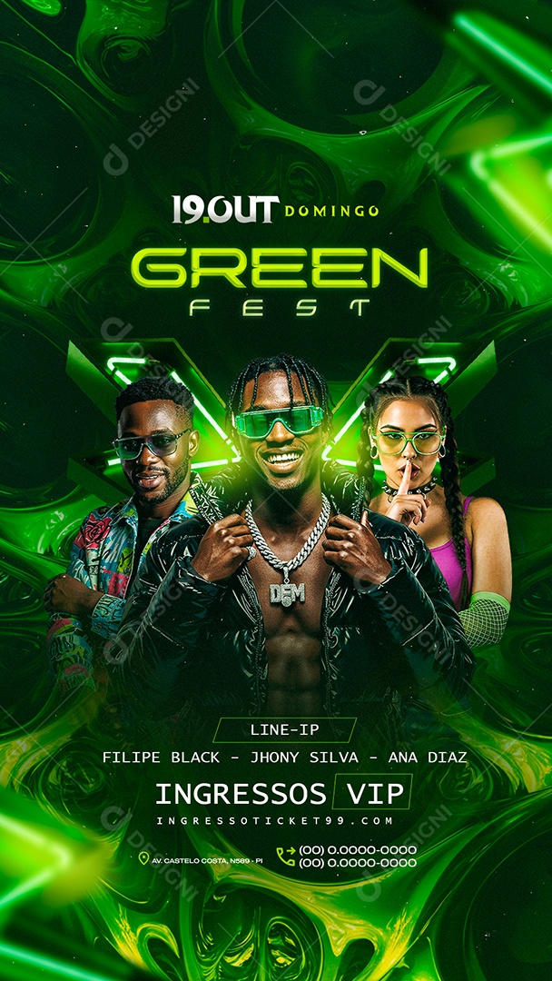 Story Flyer Próximos Shows Green Fest Social Media PSD Editável