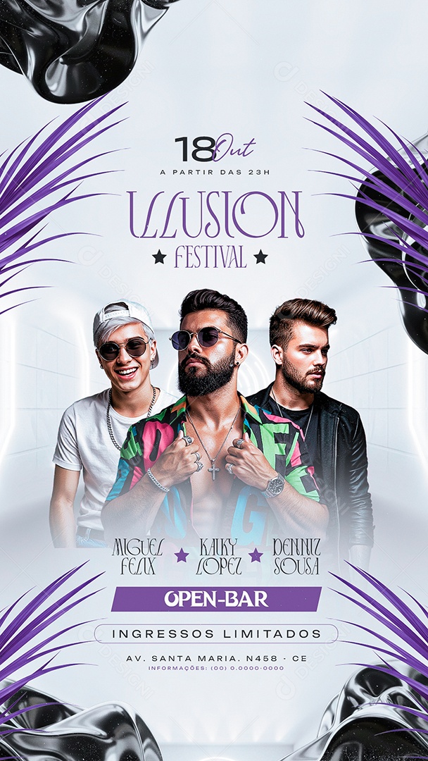 Story Flyer Próximos Shows Illusion Festival Social Media PSD Editável