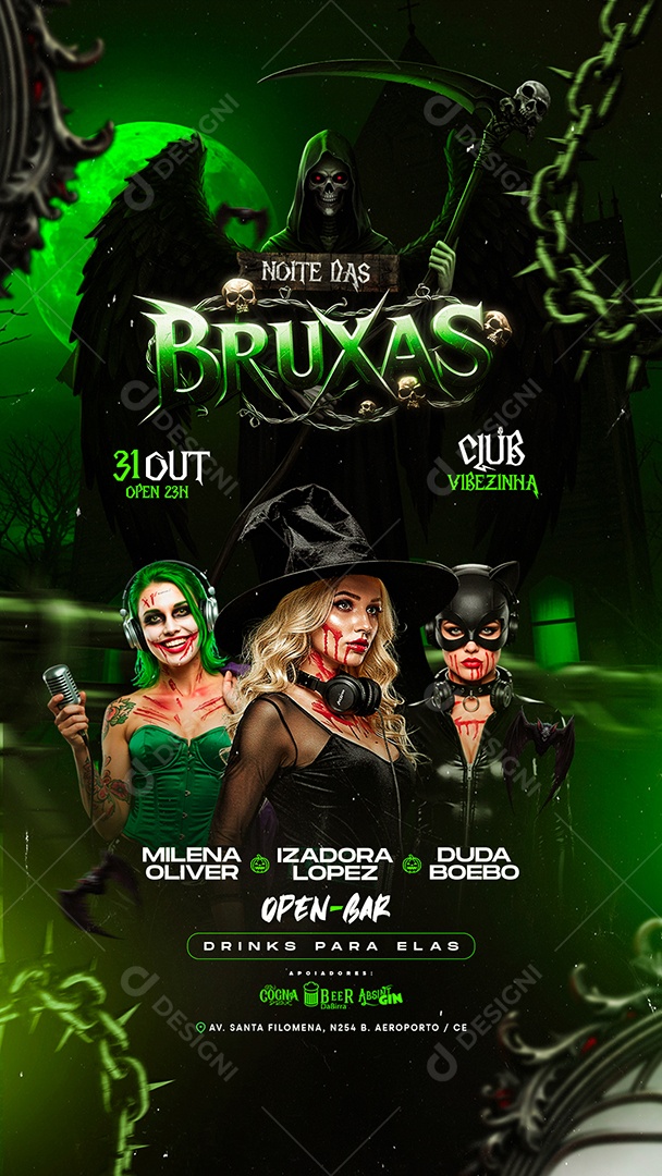 Story Flyer Próximos Shows Noite das Bruxas Social Media PSD Editável