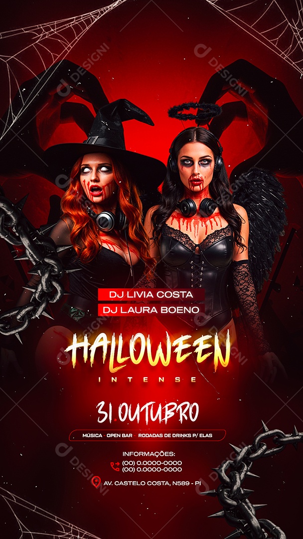 Story Flyer Próximos Shows Halloween Intense Social Media PSD Editável